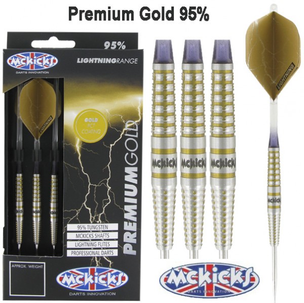 Steel Tip Darts | McKicks | Premium Gold 95% Titanium Tungsten 24g