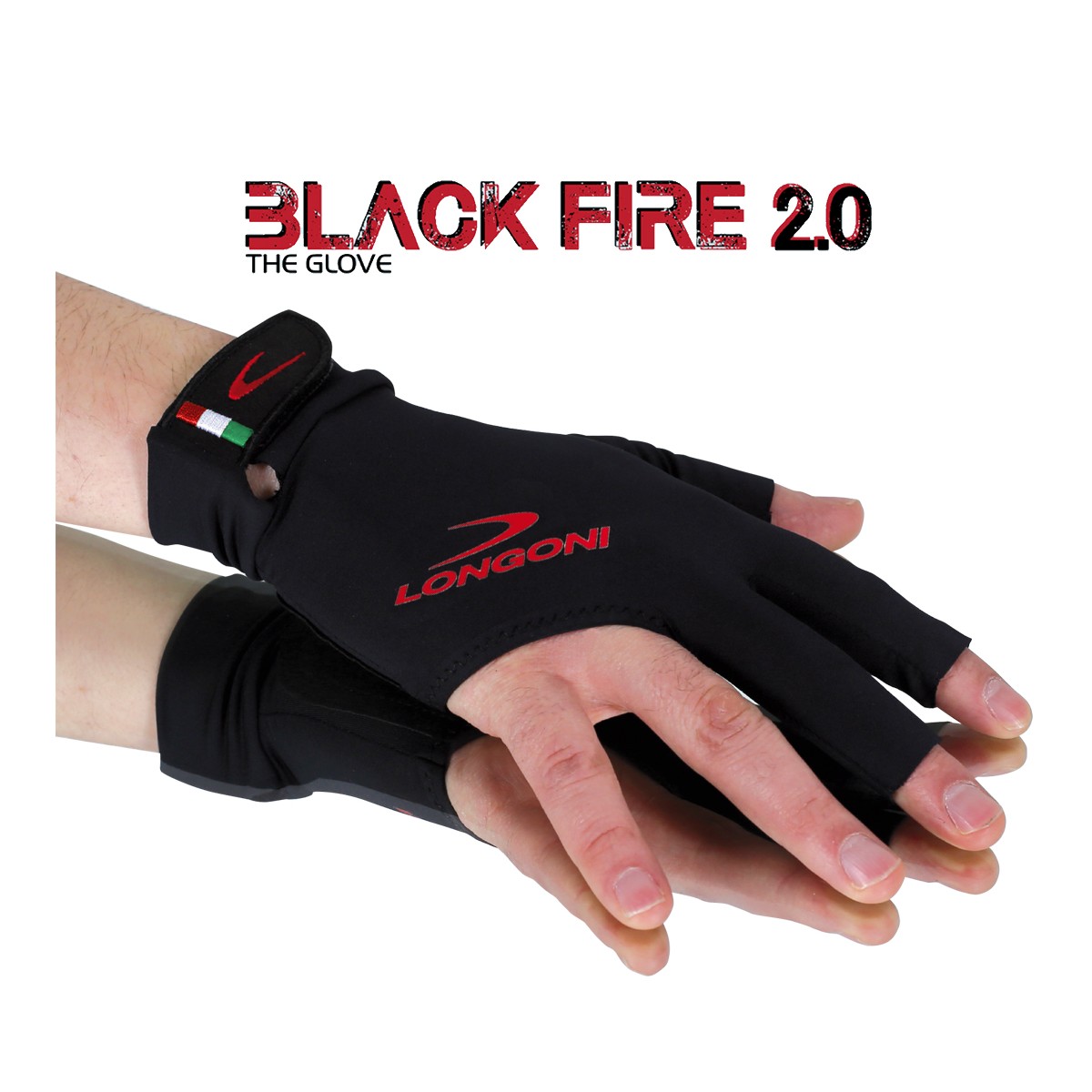 Γάντι Μπιλιάρδου | Αριστερόχειρα | Glove Longoni Black Fire 2.0 Dx Size S  (Right Hand)