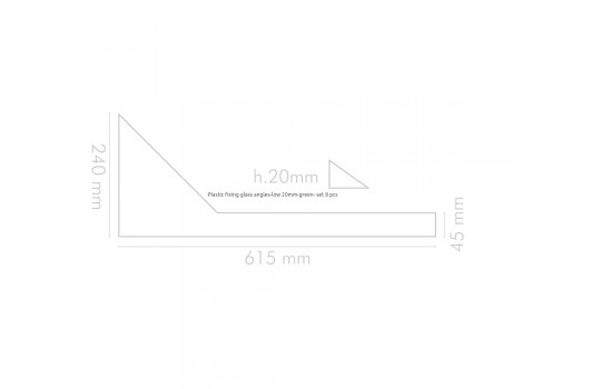 Plastic fixing glass angles-low 20mm-green- set 8 pcs 